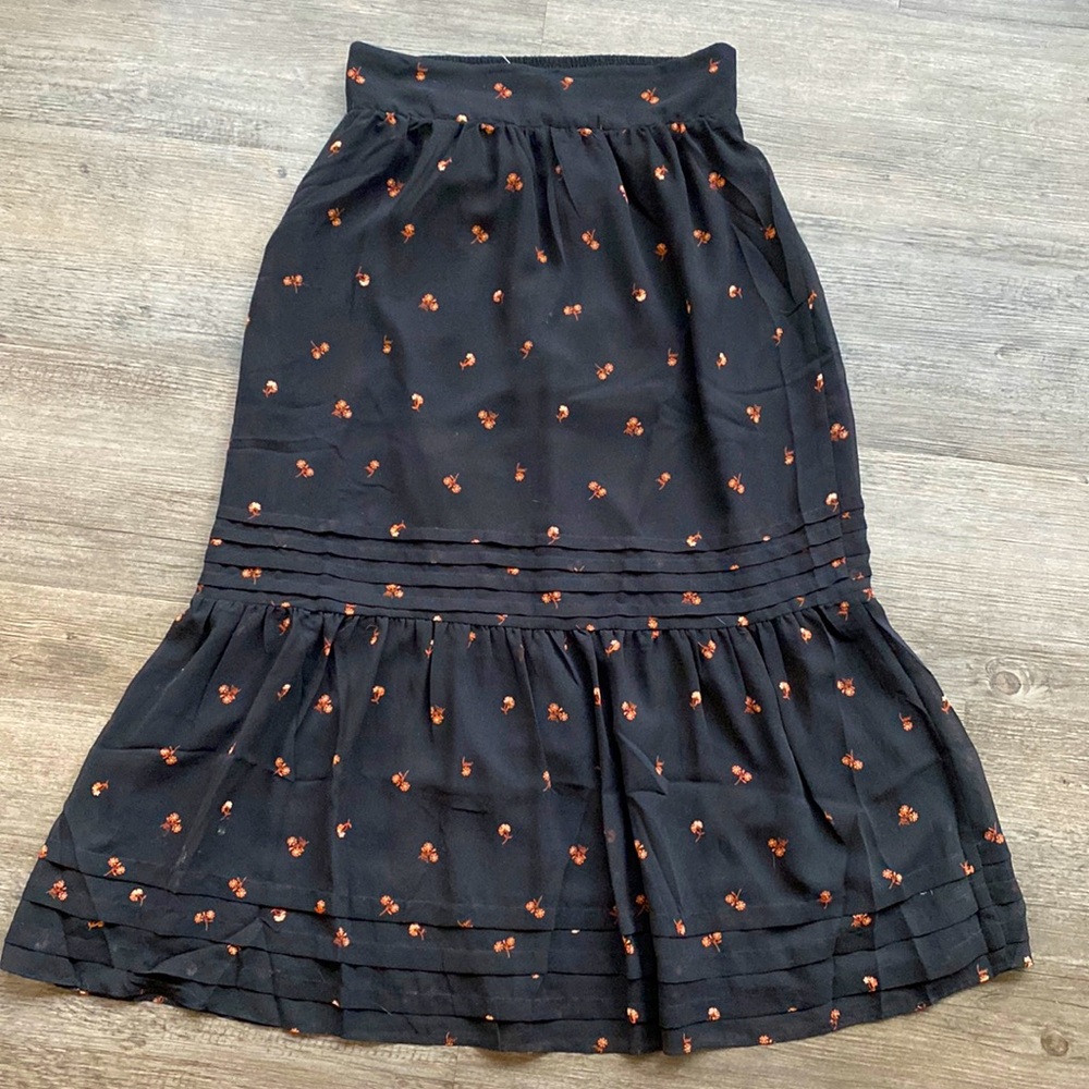 Madewell floral midi ruffle skirt